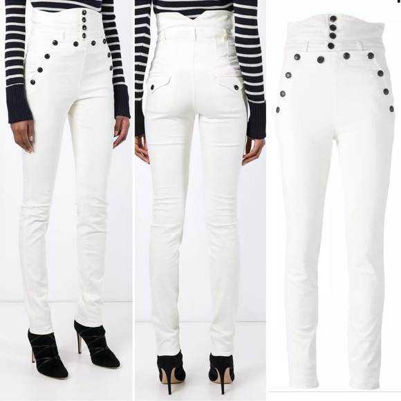 Isabel Marant Stretchy White High Waisted Napos Skinny Jeans Pants Size 38 - Picture 1 of 16